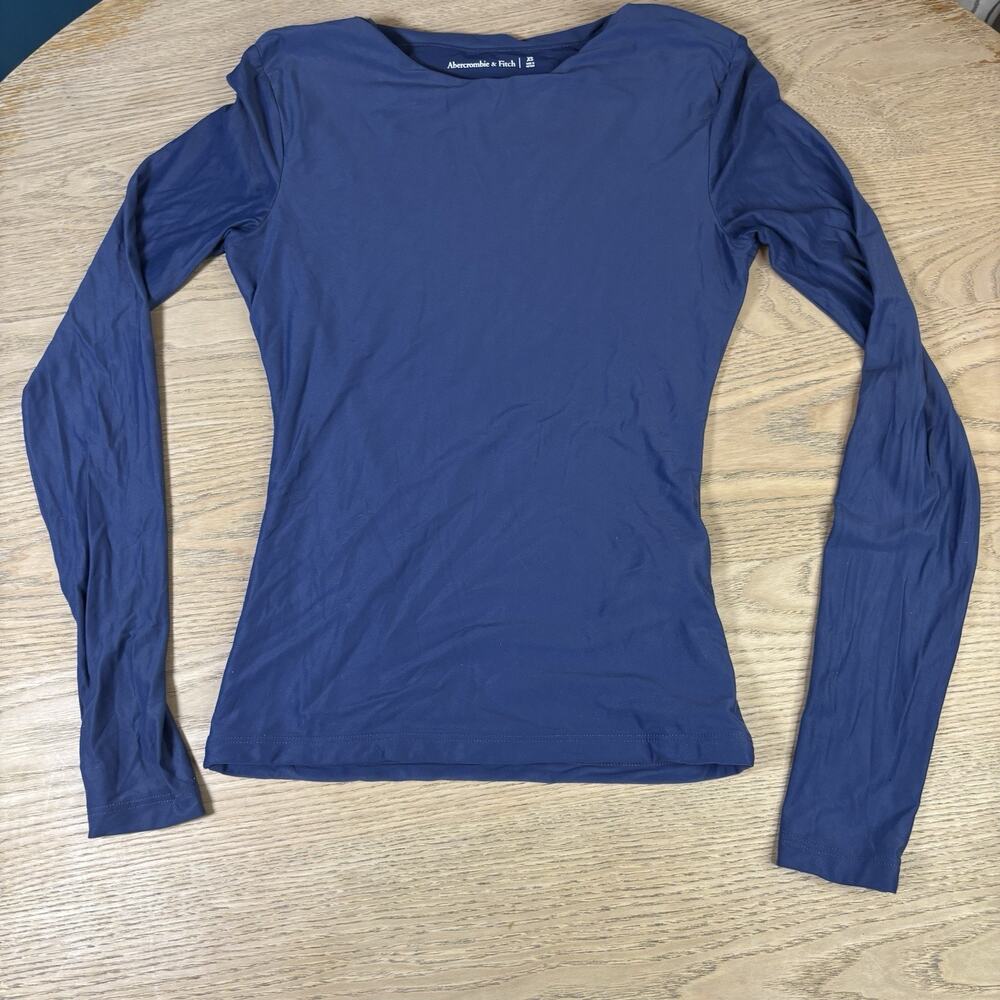 ABERCROMBIE & FITCH Women’s Blue Long Sleeve XS Stretchy Top Shirt Blue